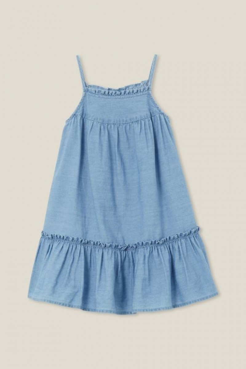 Cotton On Alice Sleeveless Girls\' Dress Chambray | gPt5Uy7N0F5