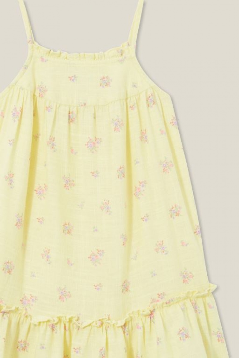 Cotton On Alice Sleeveless Girls' Dress Yellow | aURM8xY0z57
