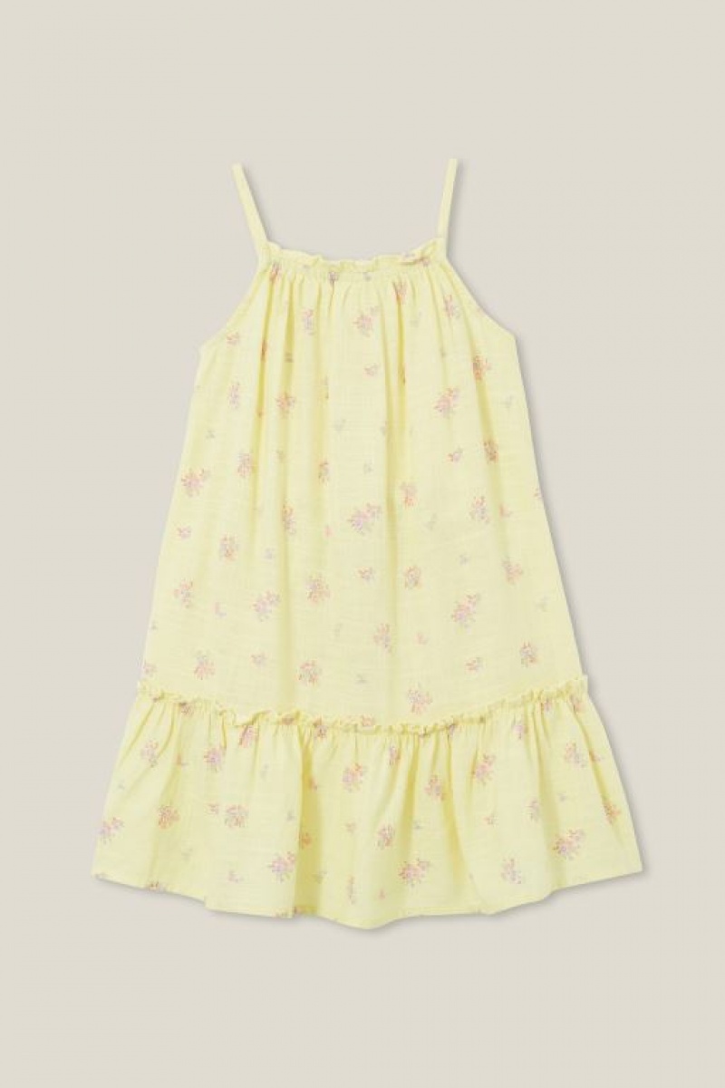 Cotton On Alice Sleeveless Girls' Dress Yellow | aURM8xY0z57