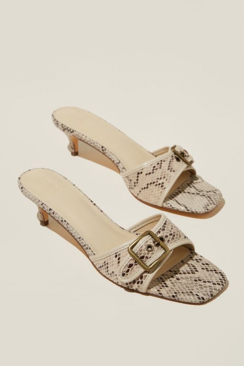 Cotton On Amelia Buckle Mule Women's Heels Snake | m8xoyJKEPVs