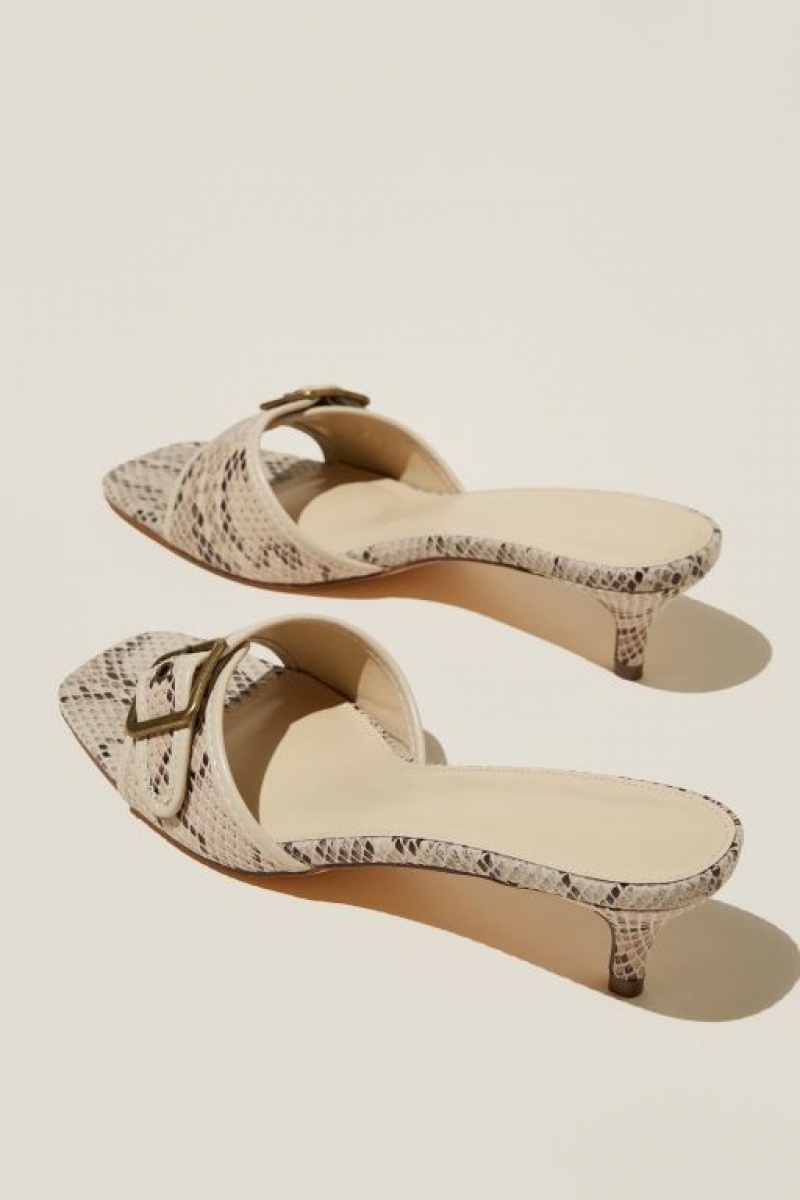 Cotton On Amelia Buckle Mule Women's Heels Snake | m8xoyJKEPVs