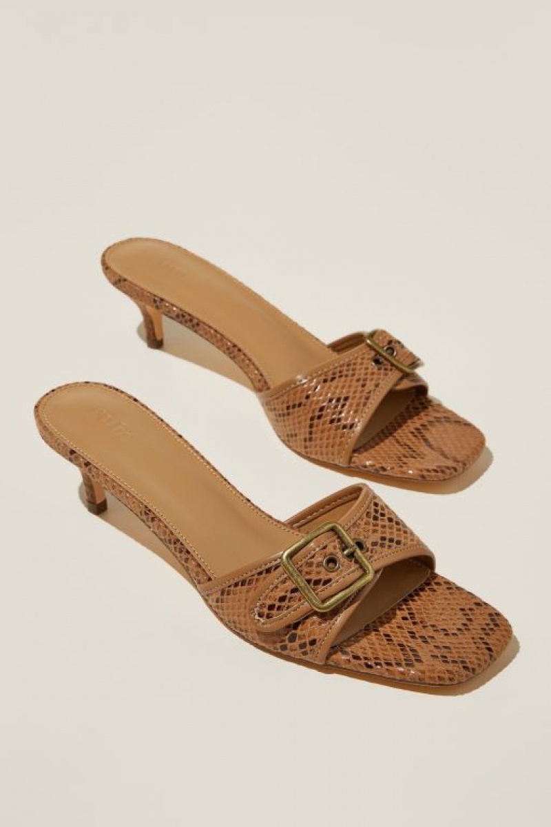 Cotton On Amelia Buckle Mule Women's Heels Brown Snake | 0Fa5hvcfMjn