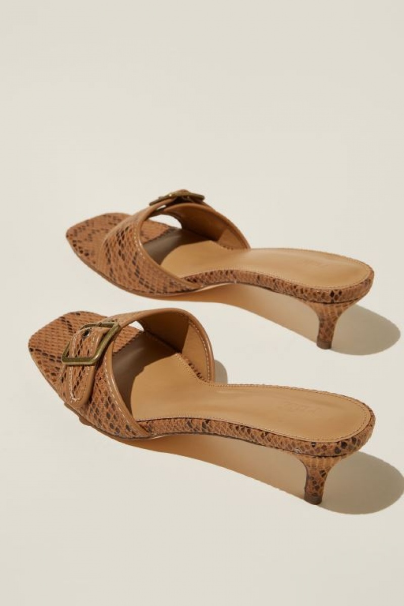 Cotton On Amelia Buckle Mule Women's Heels Brown Snake | 0Fa5hvcfMjn