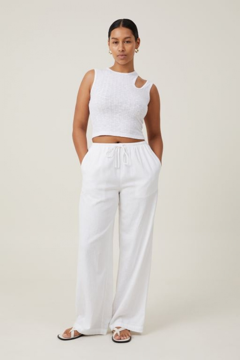 Cotton On Aria Cut Out Women's Tanks White | 8ptAujYW5zt