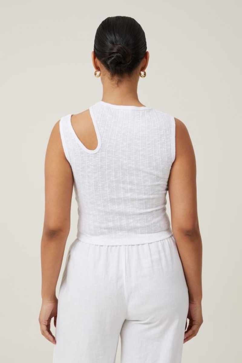 Cotton On Aria Cut Out Women's Tanks White | 8ptAujYW5zt
