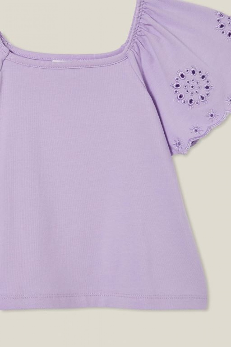 Cotton On Ava Short Sleeve Girls' T Shirts Purple | sA637PIDErF