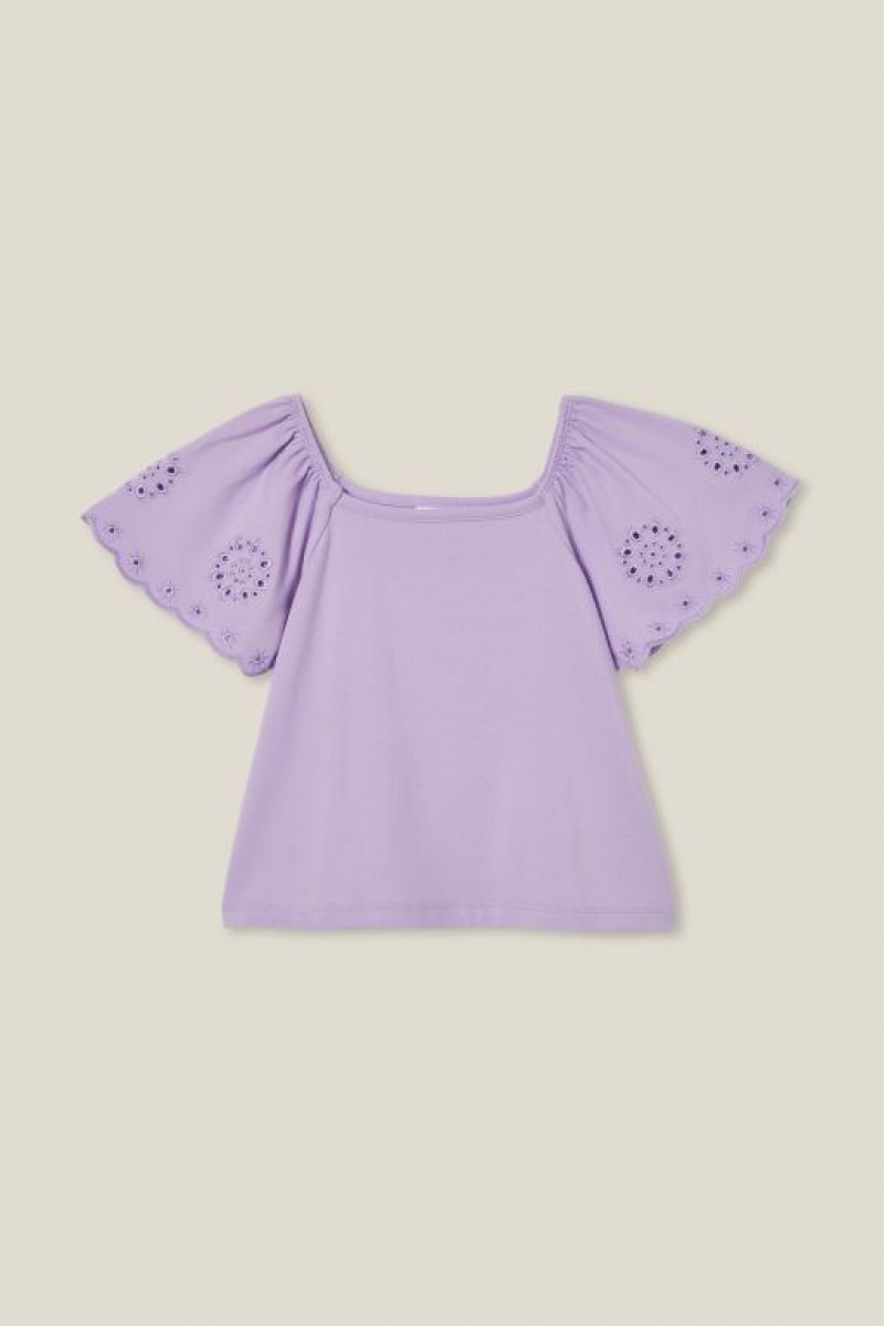 Cotton On Ava Short Sleeve Girls\' T Shirts Purple | sA637PIDErF