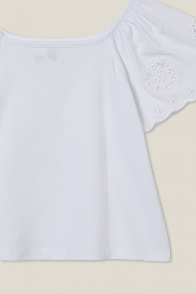 Cotton On Ava Short Sleeve Girls' T Shirts White | hi4XdNp1rVf