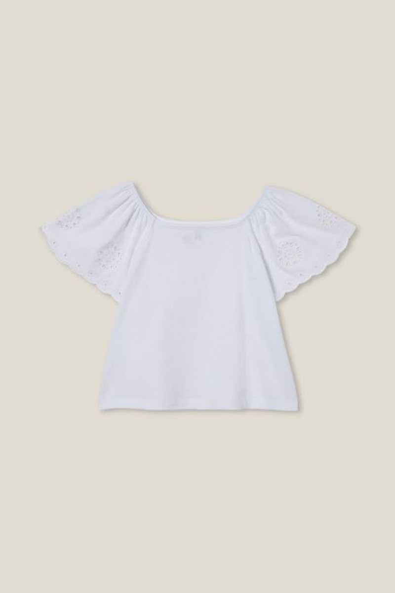 Cotton On Ava Short Sleeve Girls\' T Shirts White | hi4XdNp1rVf