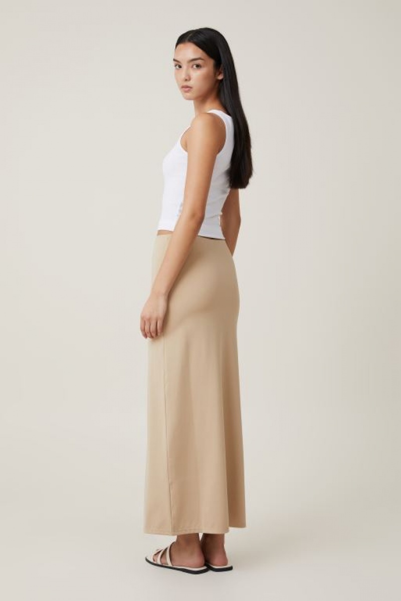 Cotton On Ava Slip Maxi Women's Skirt Beige Grey Brown | upNMifYoSLw