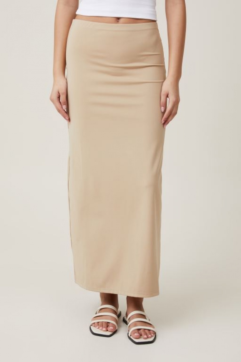 Cotton On Ava Slip Maxi Women's Skirt Beige Grey Brown | upNMifYoSLw