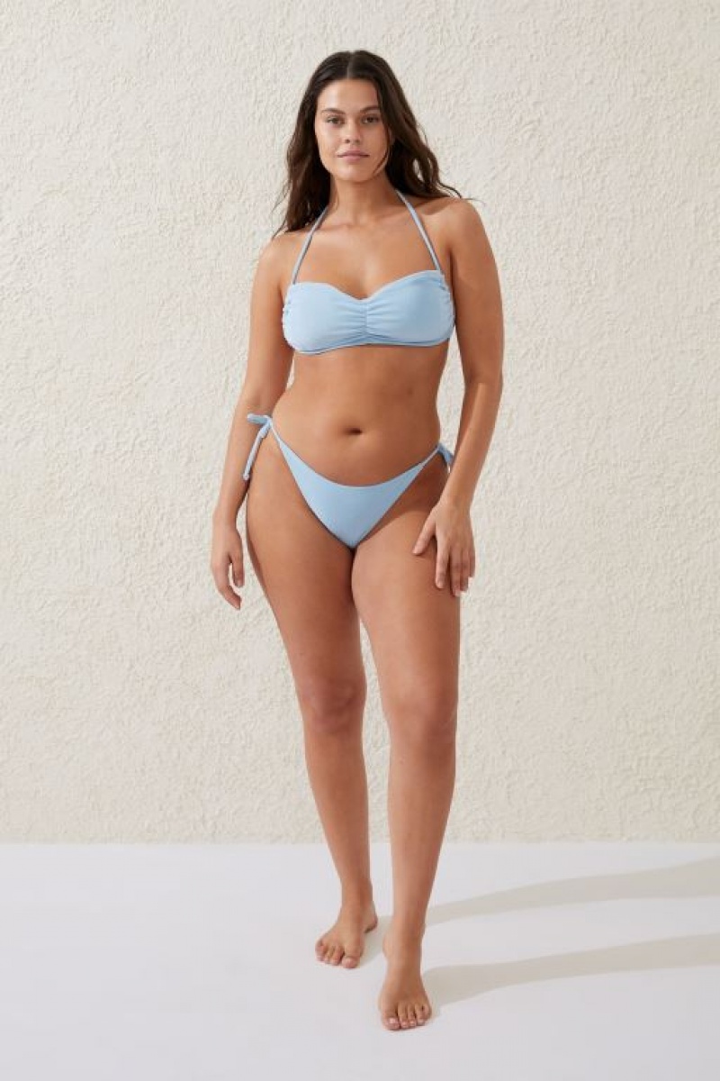 Cotton On Backless Gathered Women's Bikini Tops Blue | wOnPcMPlJsG