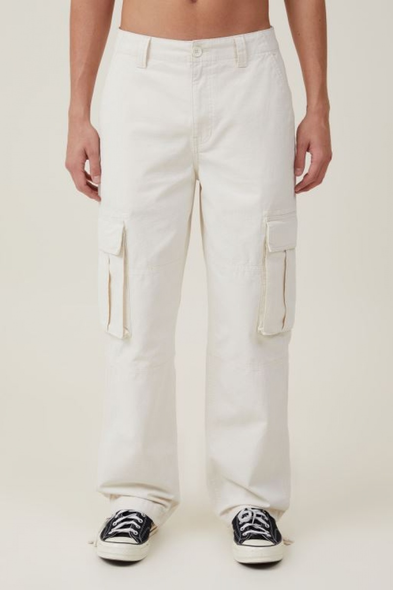 Cotton On Baggy Cargo Men's Pants Ecru | AvIJekc3QoO