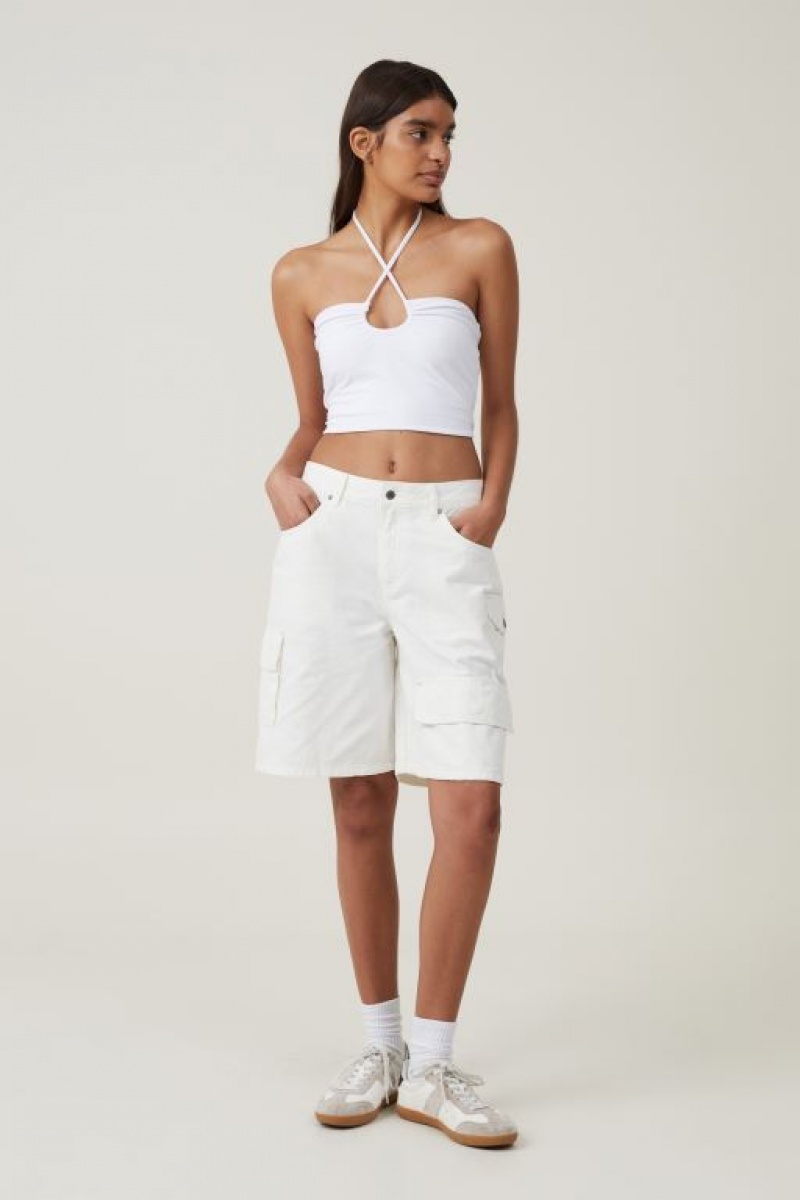 Cotton On Baggy Utility Women's Shorts Ecru | lJitysCeqhd