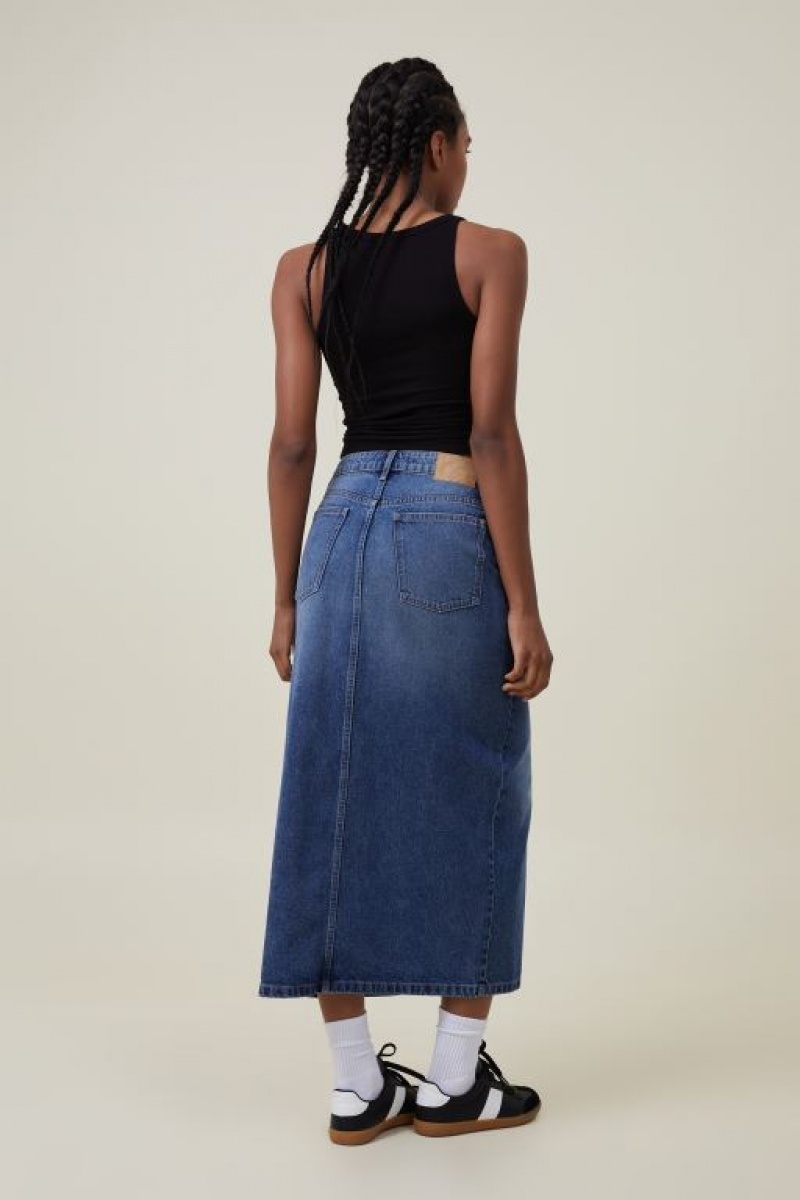 Cotton On Bailey Denim Maxi Women's Skirt Blue | HsUni19PU6h