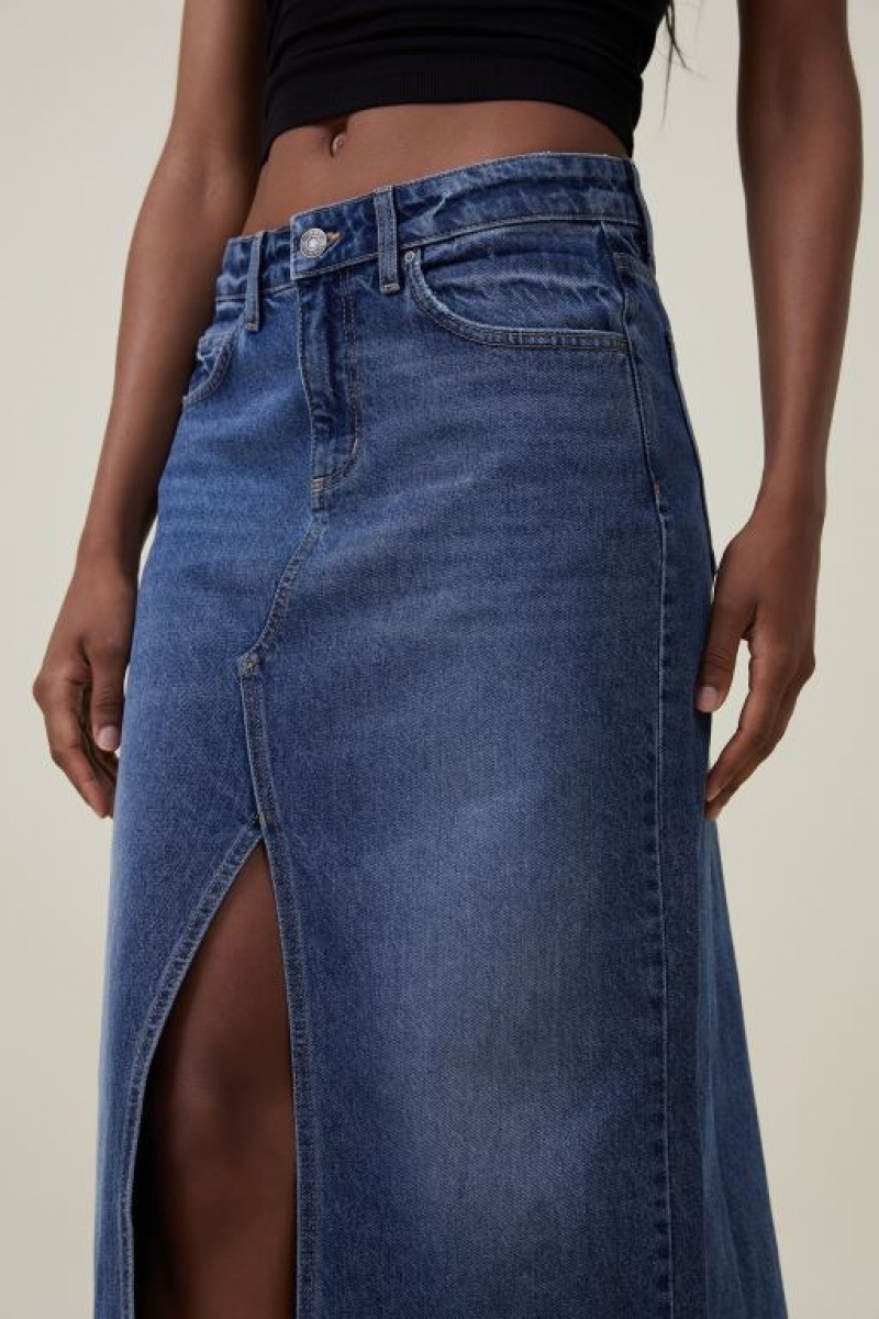 Cotton On Bailey Denim Maxi Women's Skirt Blue | HsUni19PU6h