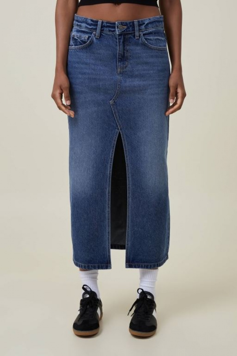 Cotton On Bailey Denim Maxi Women's Skirt Blue | HsUni19PU6h