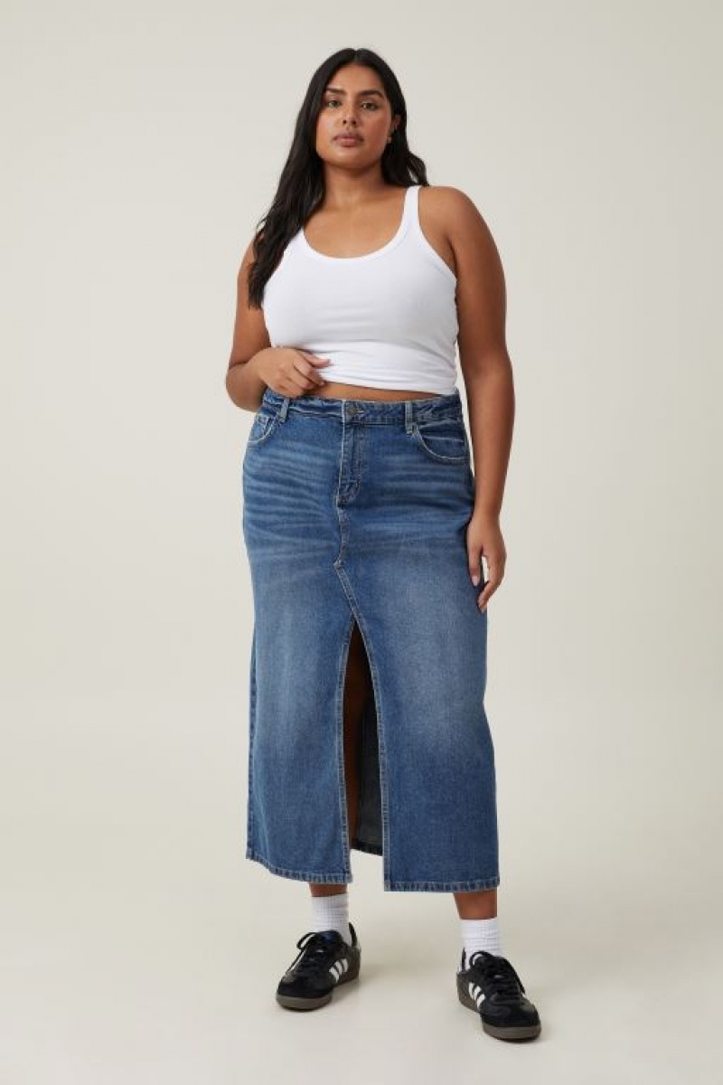 Cotton On Bailey Denim Maxi Women's Skirt Blue | HsUni19PU6h
