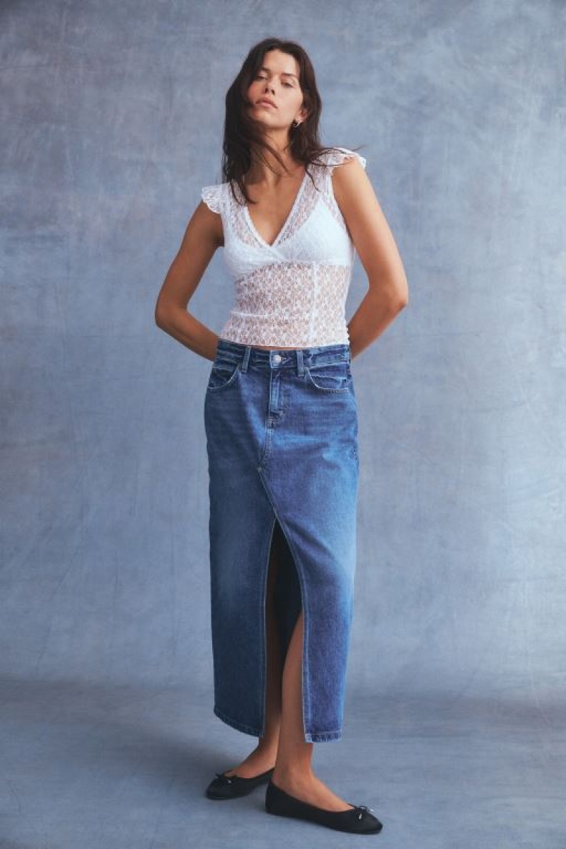 Cotton On Bailey Denim Maxi Women\'s Skirt Blue | HsUni19PU6h