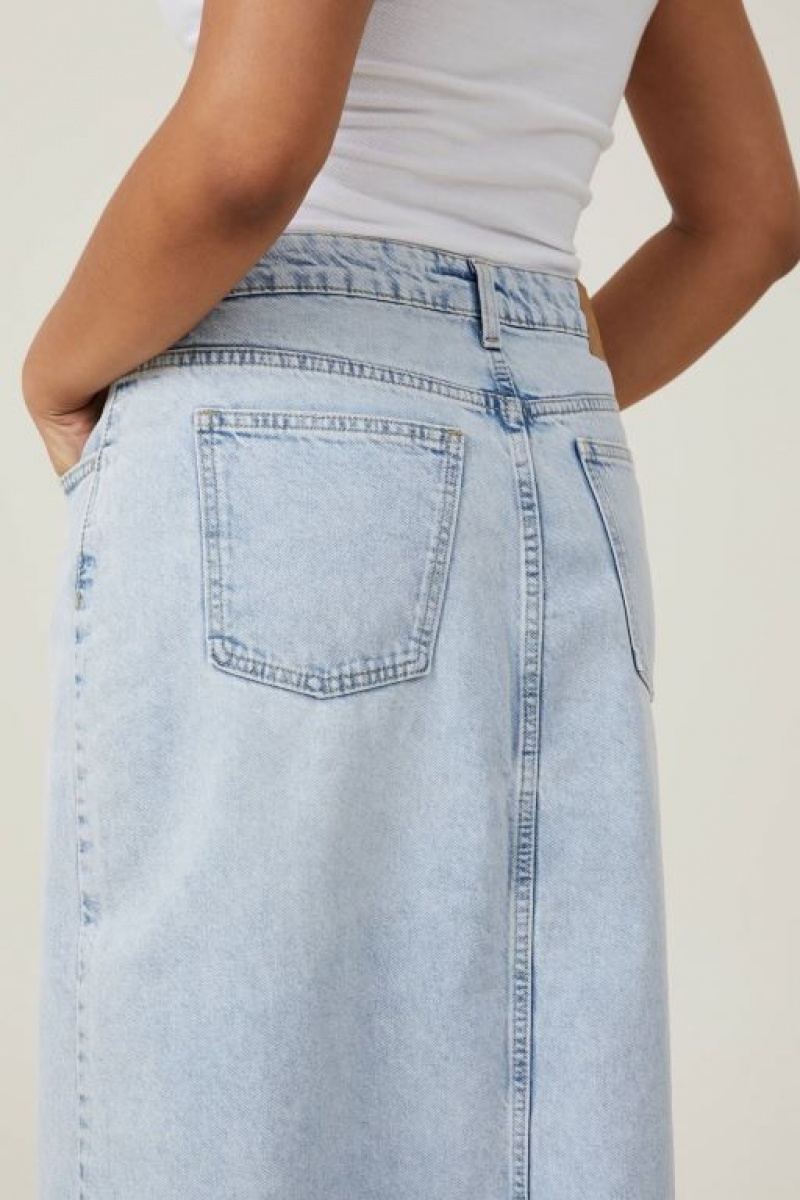 Cotton On Bailey Denim Maxi Women's Skirt Blue | c7Q07YxeFyU
