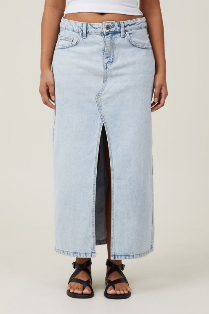 Cotton On Bailey Denim Maxi Women's Skirt Blue | c7Q07YxeFyU