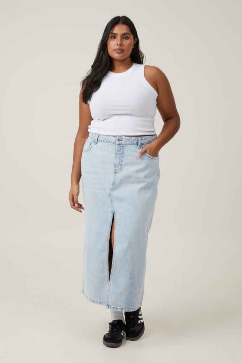 Cotton On Bailey Denim Maxi Women's Skirt Blue | c7Q07YxeFyU
