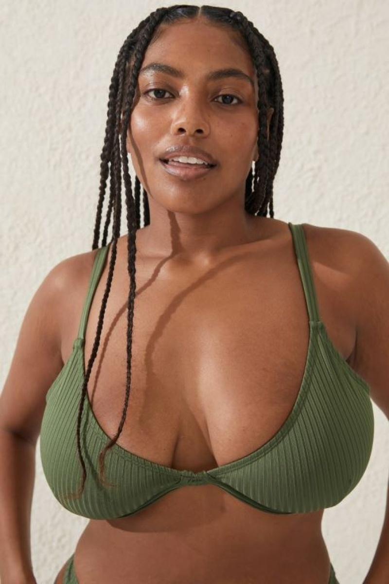 Cotton On Balconette Bra D+ Women's Bikini Tops Khaki | ODRNSSdMEMd