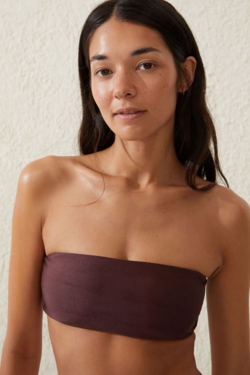 Cotton On Bandeau Women's Bikini Tops Brown | WBu1fVCTg0z