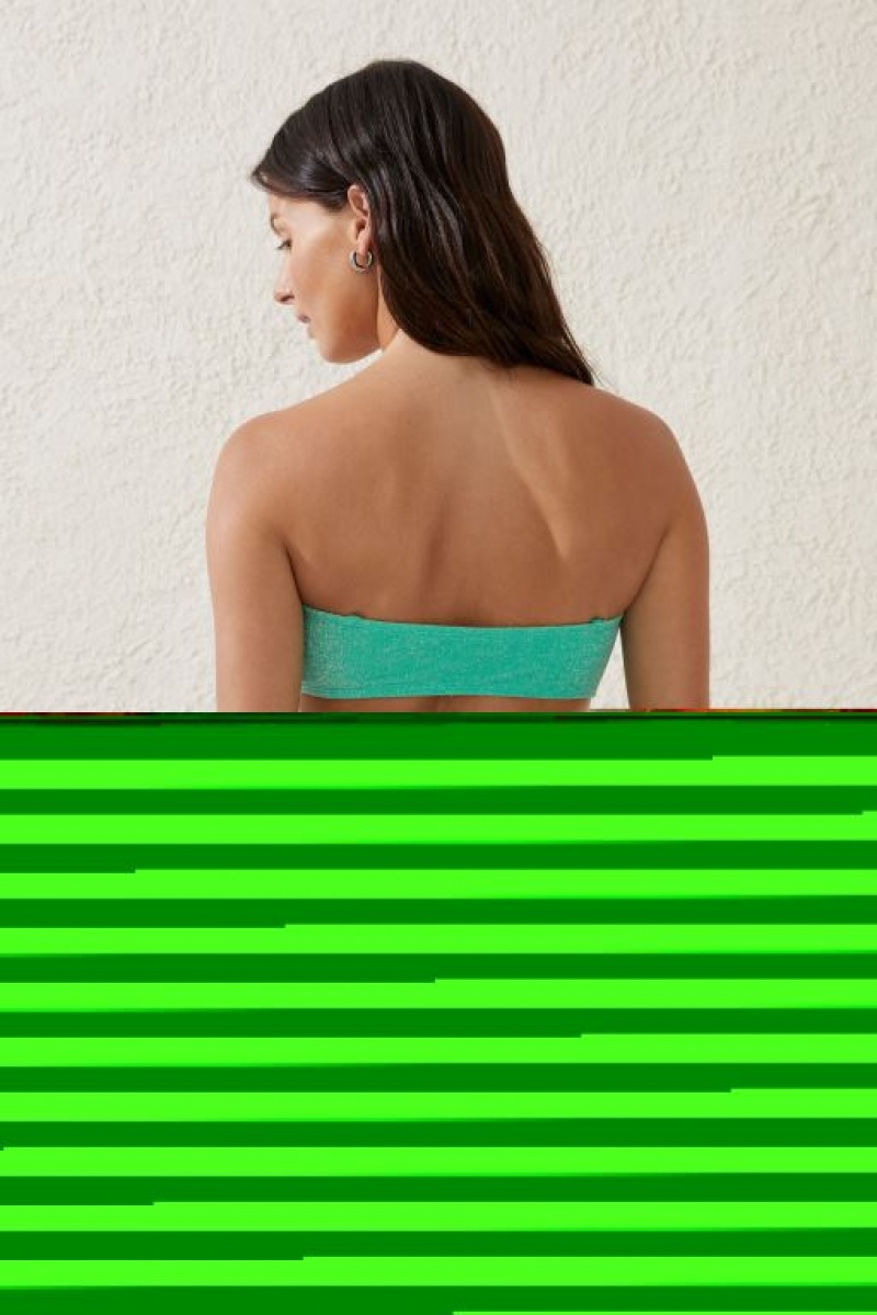 Cotton On Bandeau Women's Bikini Tops Green Metal | mFFCZ79g1cA