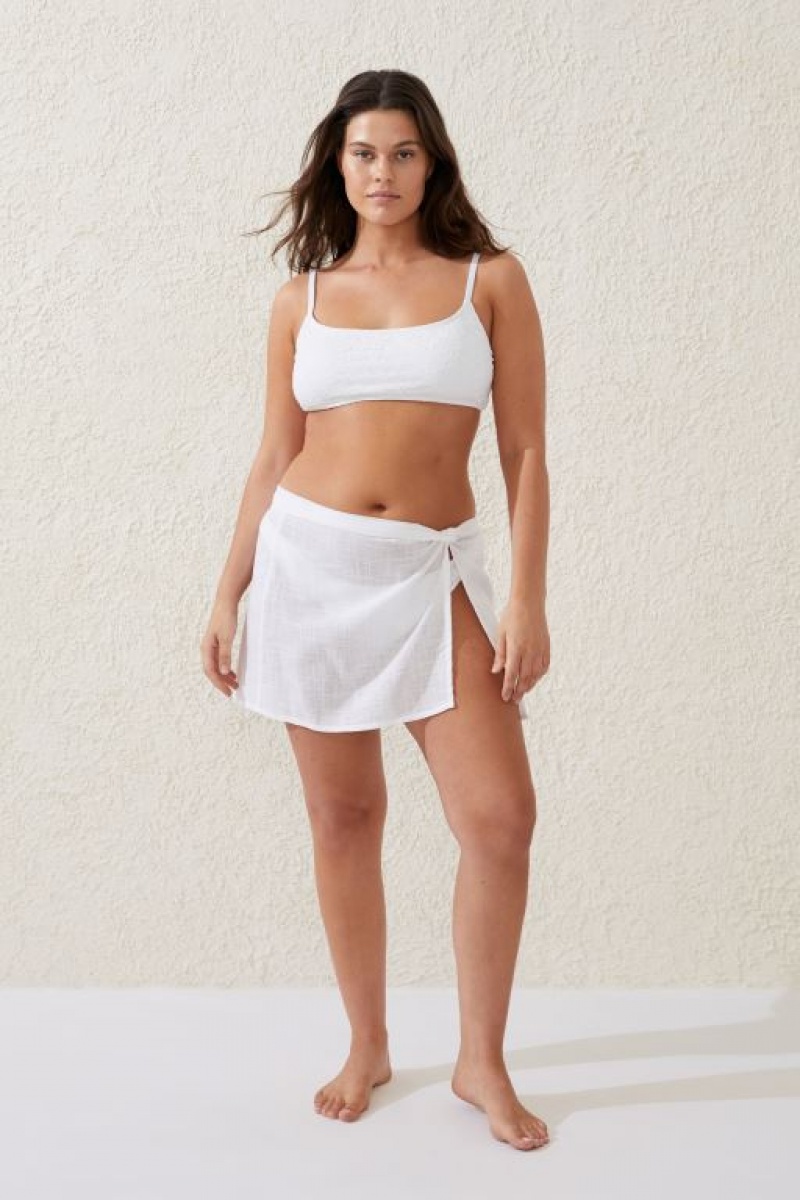 Cotton On Beach Sarong Mini Women\'s Skirt White | BmIFK8A6By9