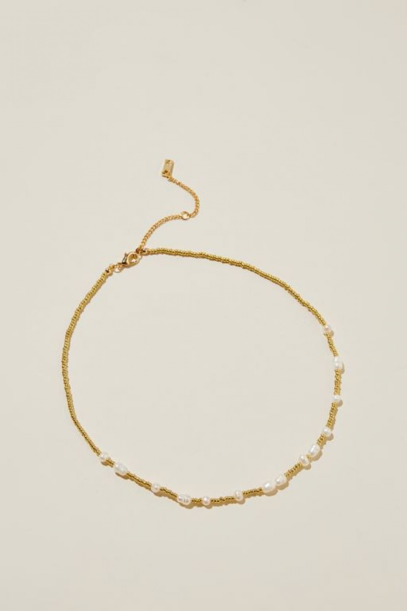 Cotton On Beaded Necklace Women\'s Jewellery Gold | uOSnxdXxZyP