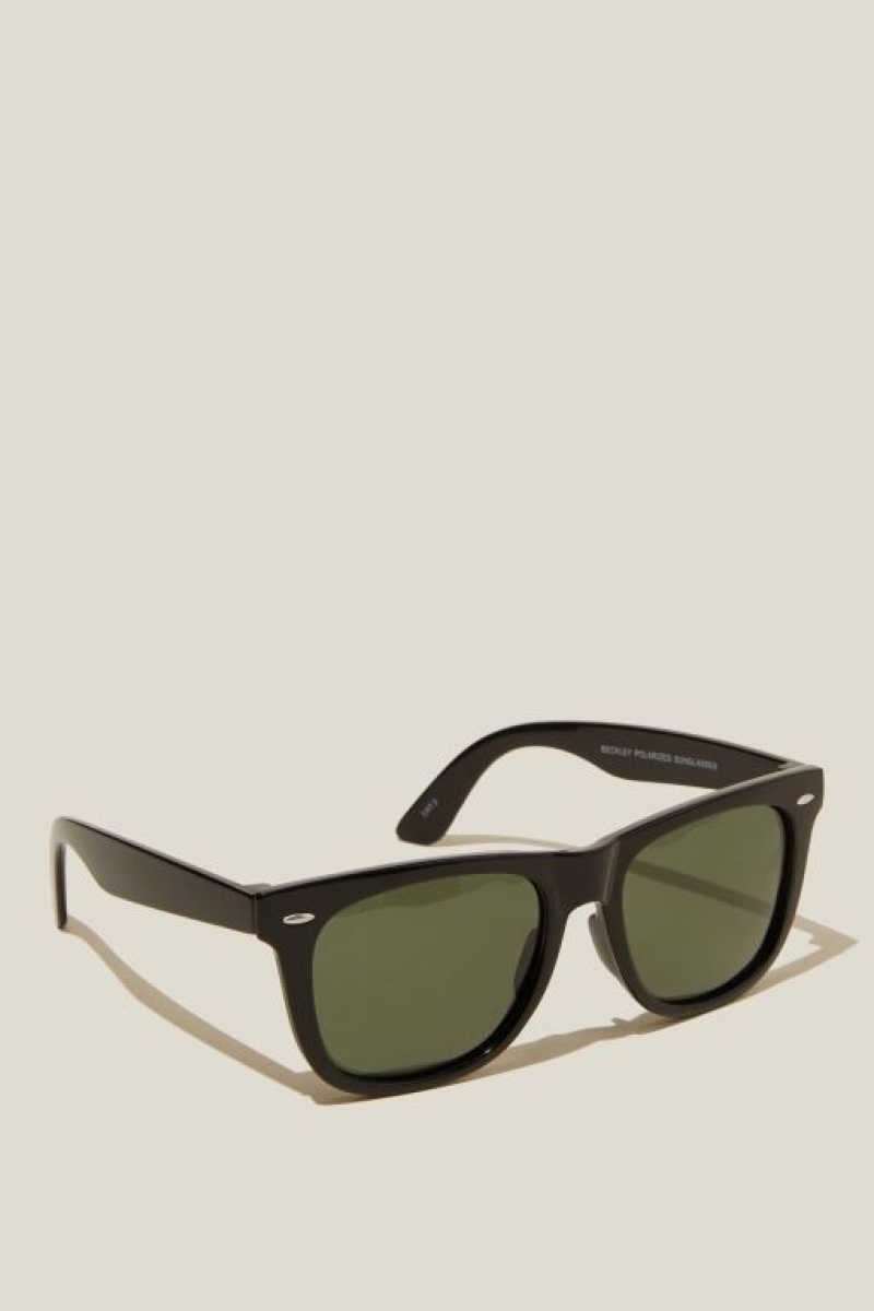 Cotton On Beckley Polarized Men's Sunglasses Black / Green | oYAlAJM5q5R
