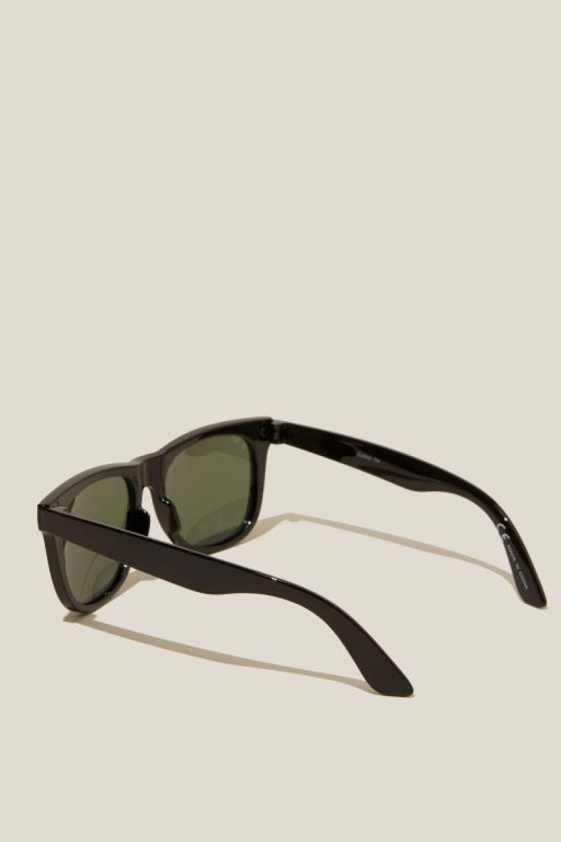 Cotton On Beckley Polarized Men's Sunglasses Black / Green | oYAlAJM5q5R