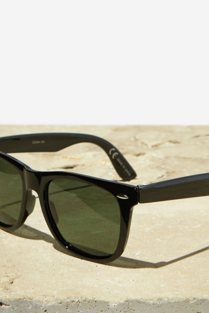 Cotton On Beckley Polarized Men's Sunglasses Black / Green | oYAlAJM5q5R
