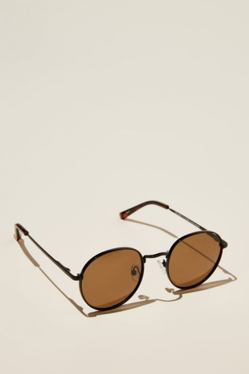 Cotton On Bellbrae Polarized Men's Sunglasses Black / Brown | c6iSUcNZ3i7