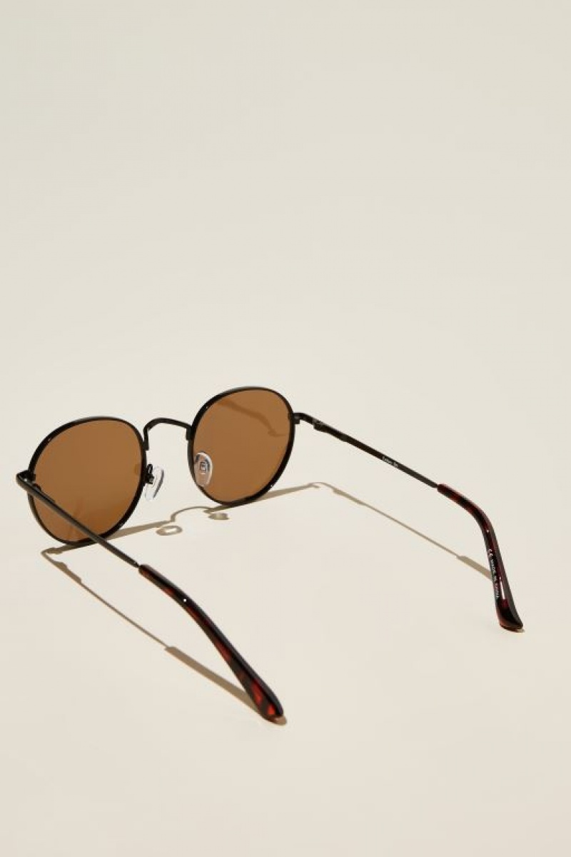 Cotton On Bellbrae Polarized Men's Sunglasses Black / Brown | c6iSUcNZ3i7