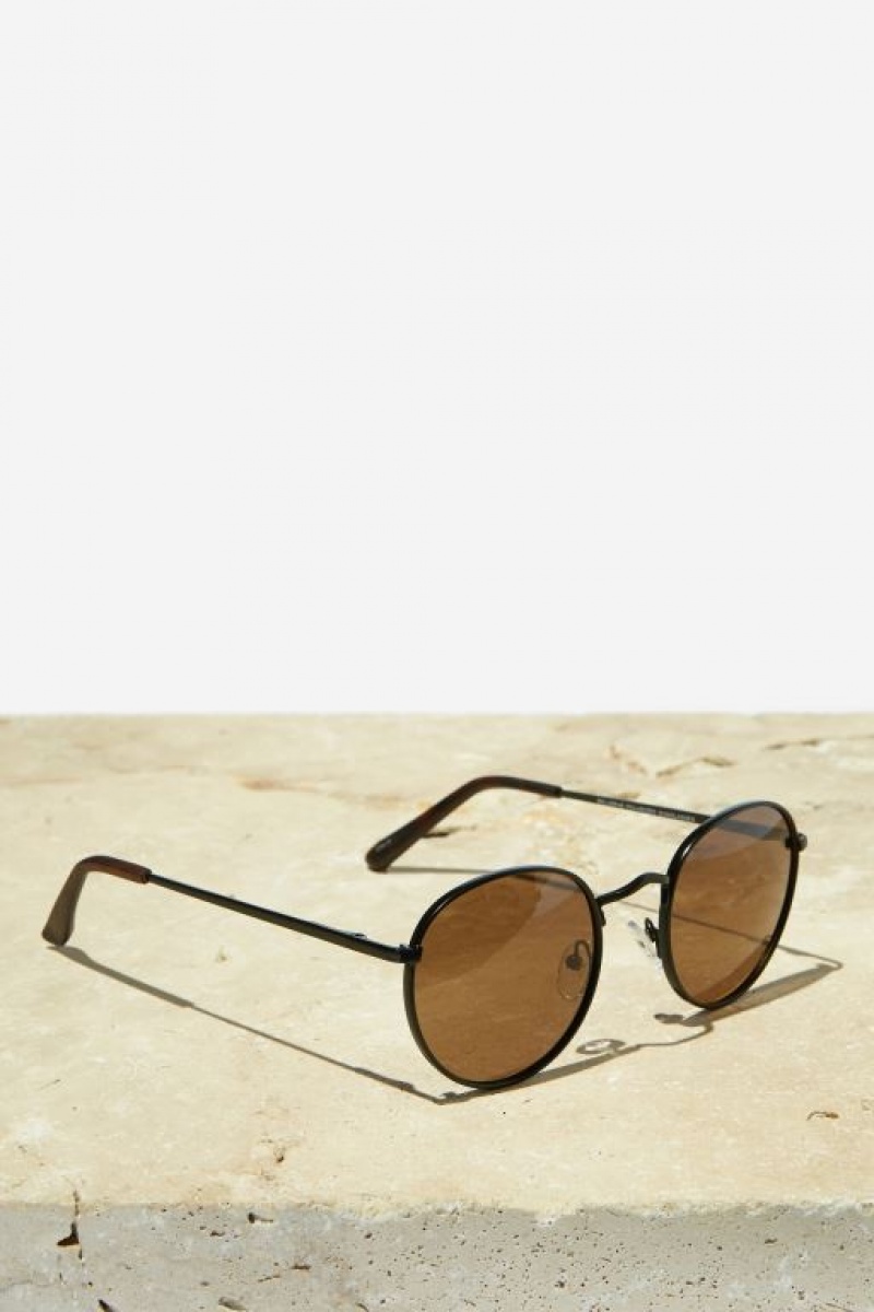 Cotton On Bellbrae Polarized Men's Sunglasses Black / Brown | c6iSUcNZ3i7