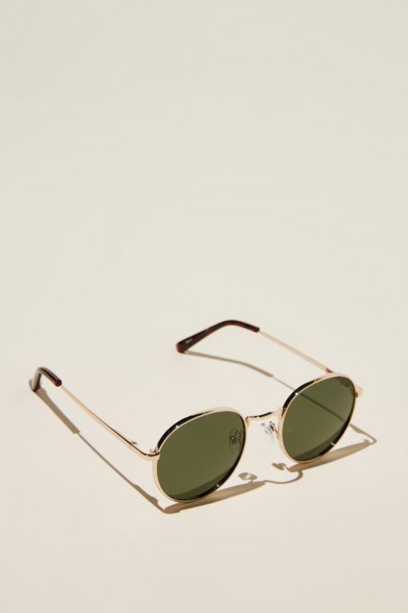 Cotton On Bellbrae Polarized Men's Sunglasses Gold / Green | C45EKuEY0MN