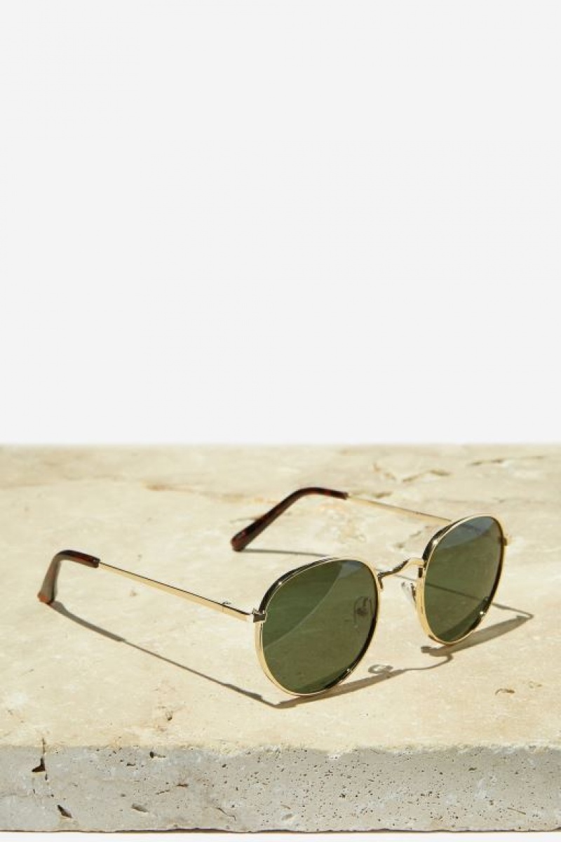 Cotton On Bellbrae Polarized Men's Sunglasses Gold / Green | C45EKuEY0MN