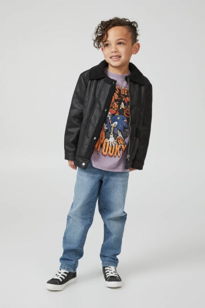 Cotton On Biker Sherpa Boys' Jackets Black | WsBmfS5HjOP
