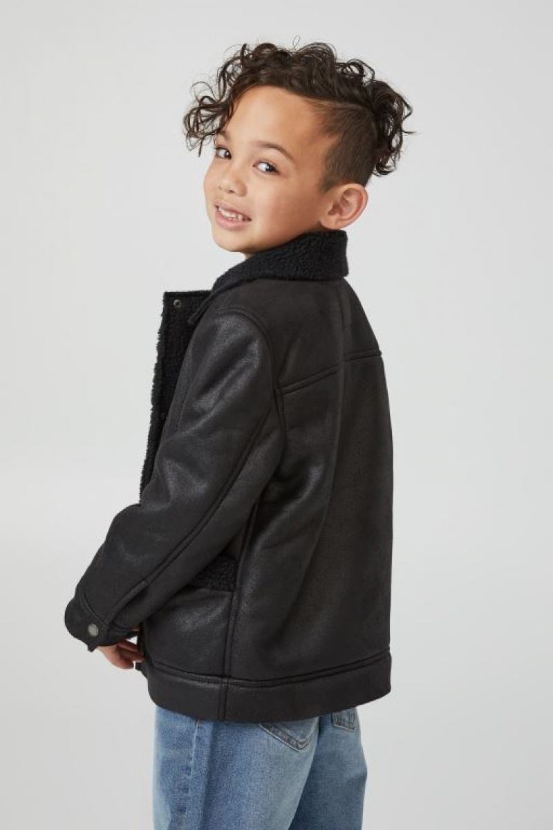 Cotton On Biker Sherpa Girls' Jackets Black | nNJWqOY3Hsa