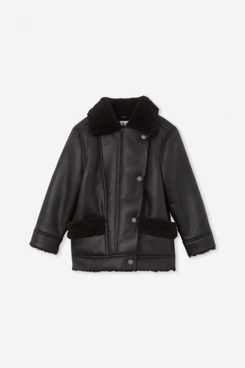 Cotton On Biker Sherpa Girls' Jackets Black | nNJWqOY3Hsa