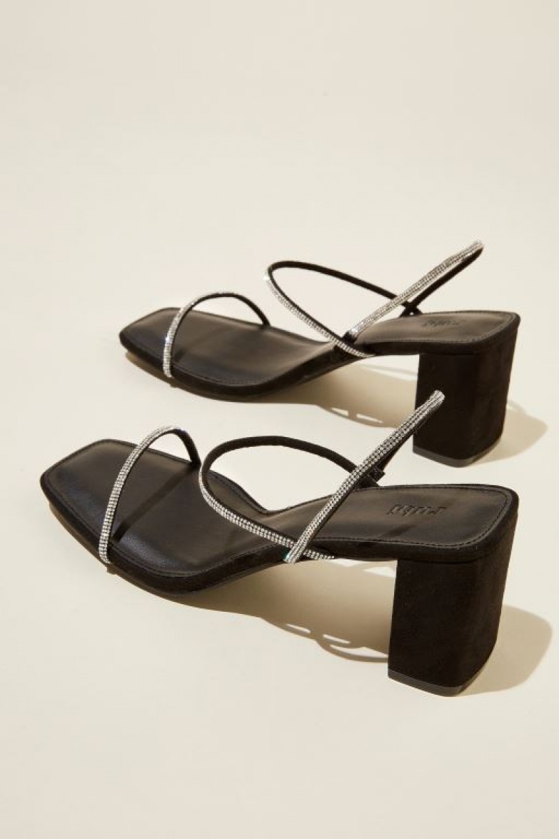 Cotton On Billy Tubular Slingback Block Women's Heels Black / Silver | No4n1kddFuZ