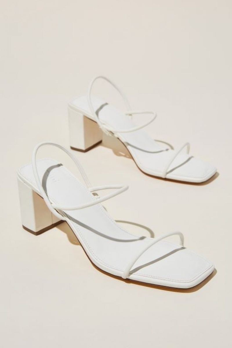 Cotton On Billy Tubular Slingback Block Women's Heels White | sA0LJKnOoKO