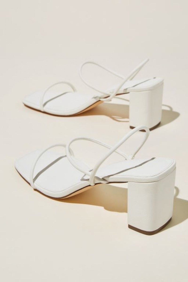 Cotton On Billy Tubular Slingback Block Women's Heels White | sA0LJKnOoKO
