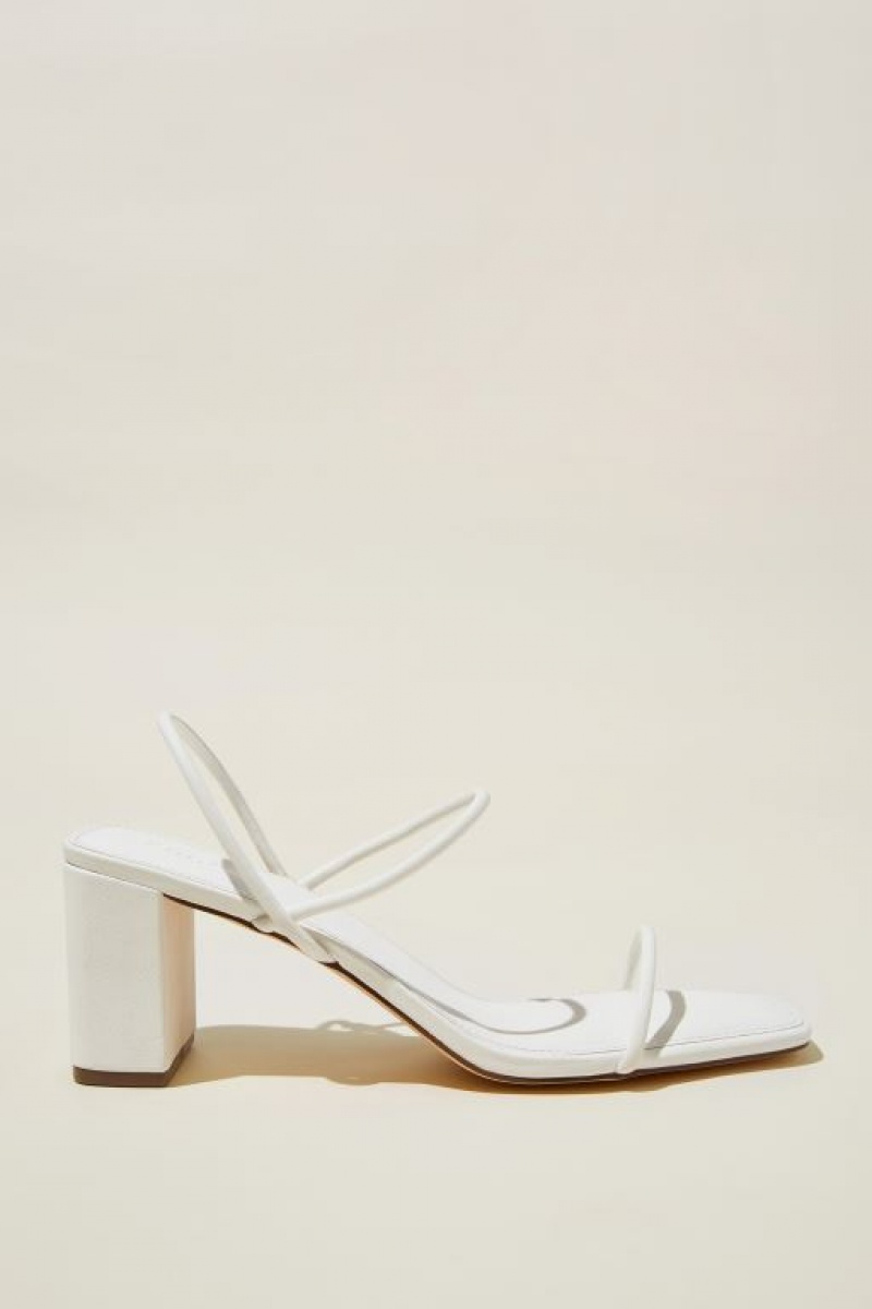 Cotton On Billy Tubular Slingback Block Women\'s Heels White | sA0LJKnOoKO
