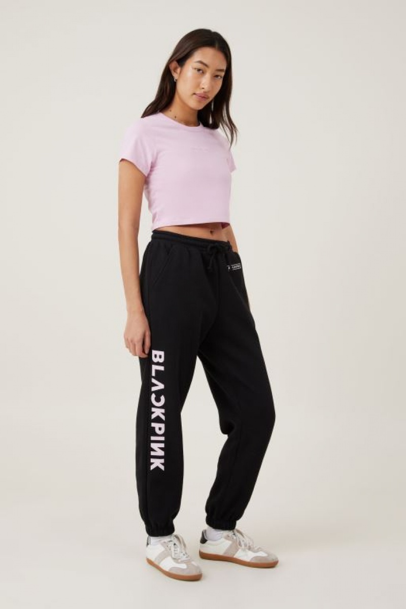 Cotton On Black Pink Track Women\'s Track Pants Black Pink / Black | kFRCLW8W7w5