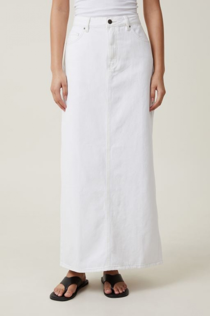Cotton On Blake Denim Maxi Women's Skirt Whitehaven | UjITqCk1MzB