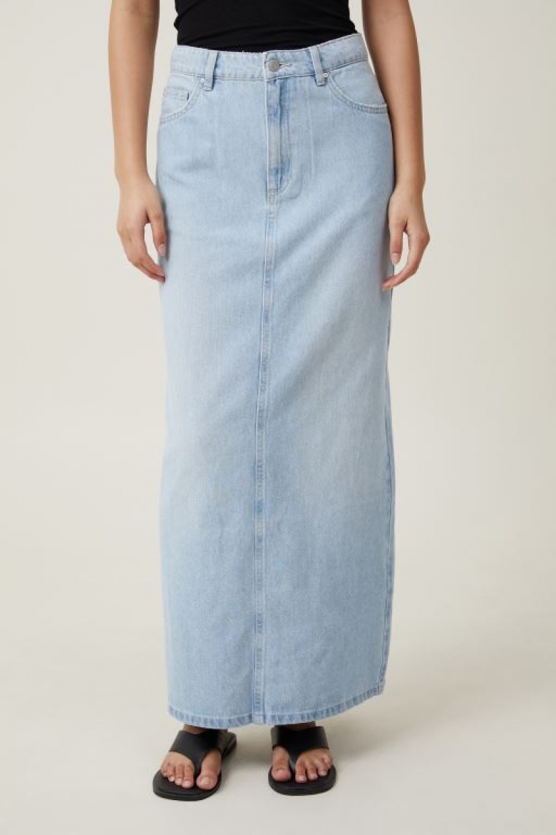 Cotton On Blake Denim Maxi Women's Skirt Blue | 4geHYBrtPq6