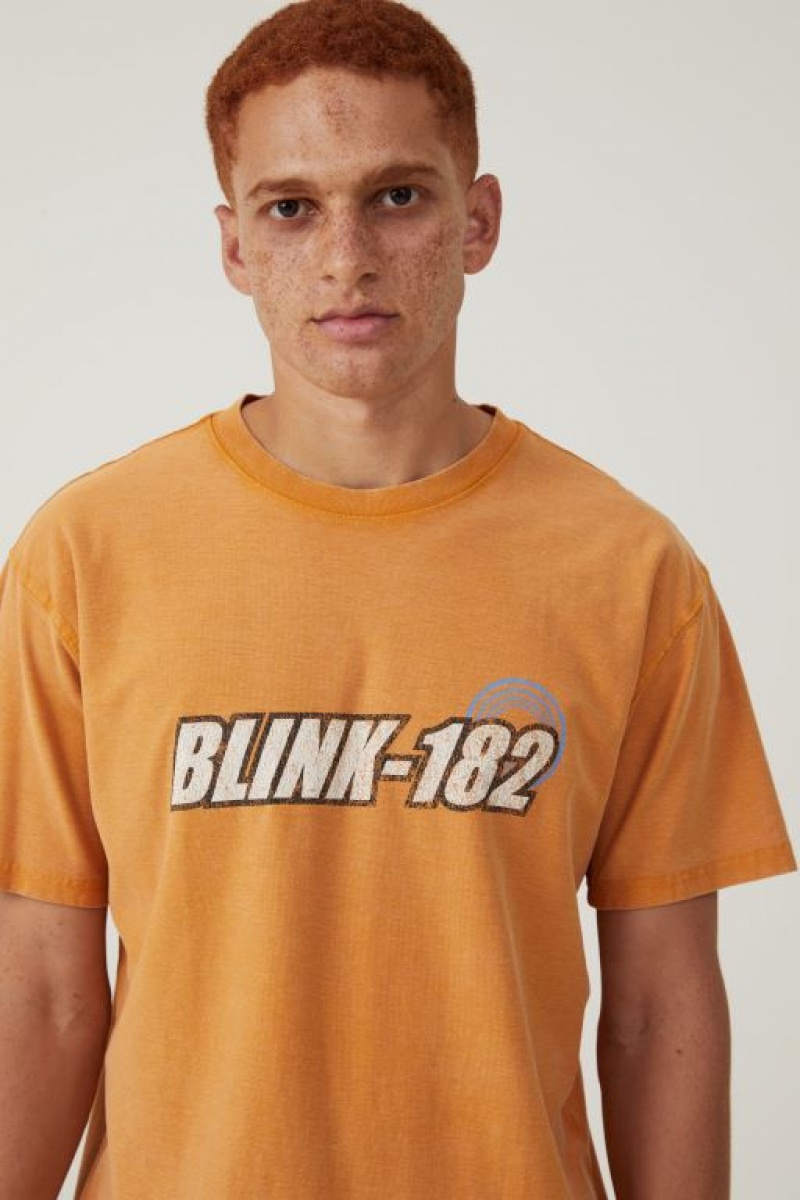 Cotton On Blink 182 Loose Fit Men's Graphic T-Shirts Gold | iIM1UKckHdD